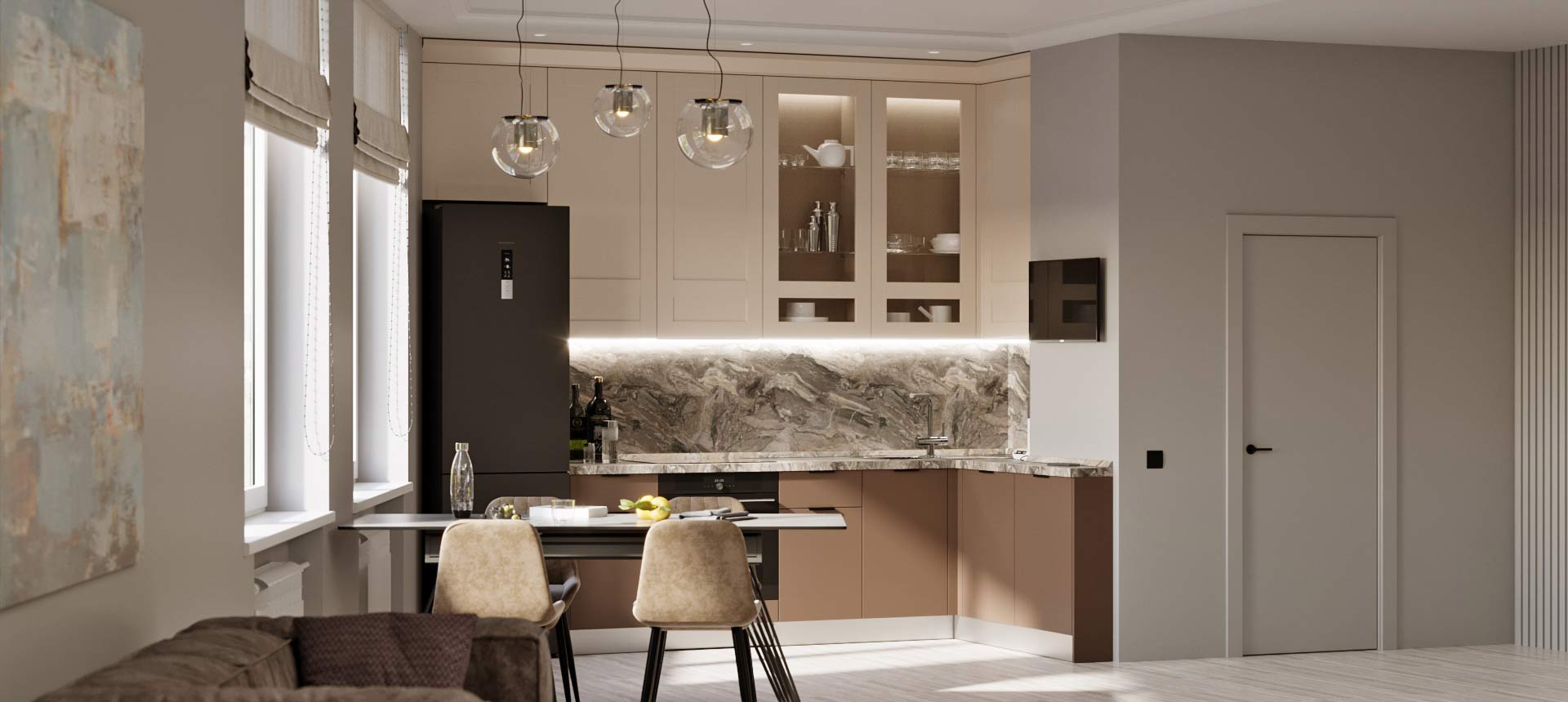 Трюфель коричневый / Кашемир серый 