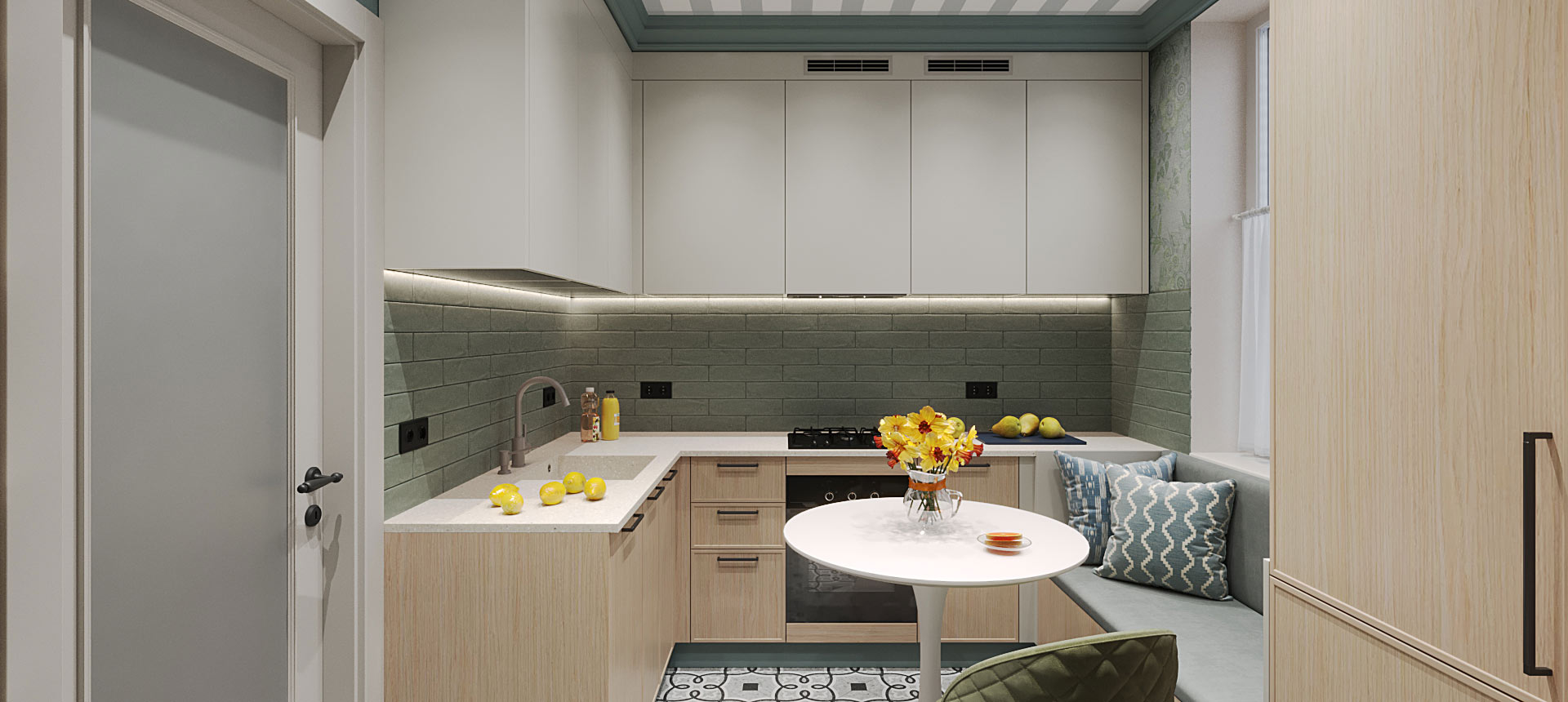 Белый Фарфоровый Оникс / Дуб&nbsp;Скандинавский&nbsp;