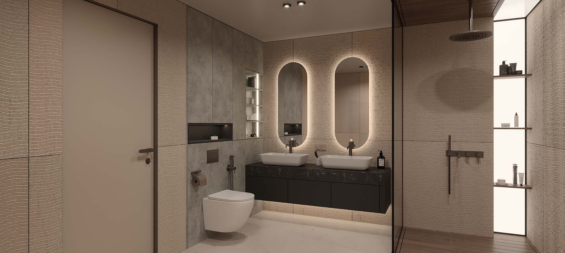 Чёрная Яшма / Бетон Чикаго светло-серый 