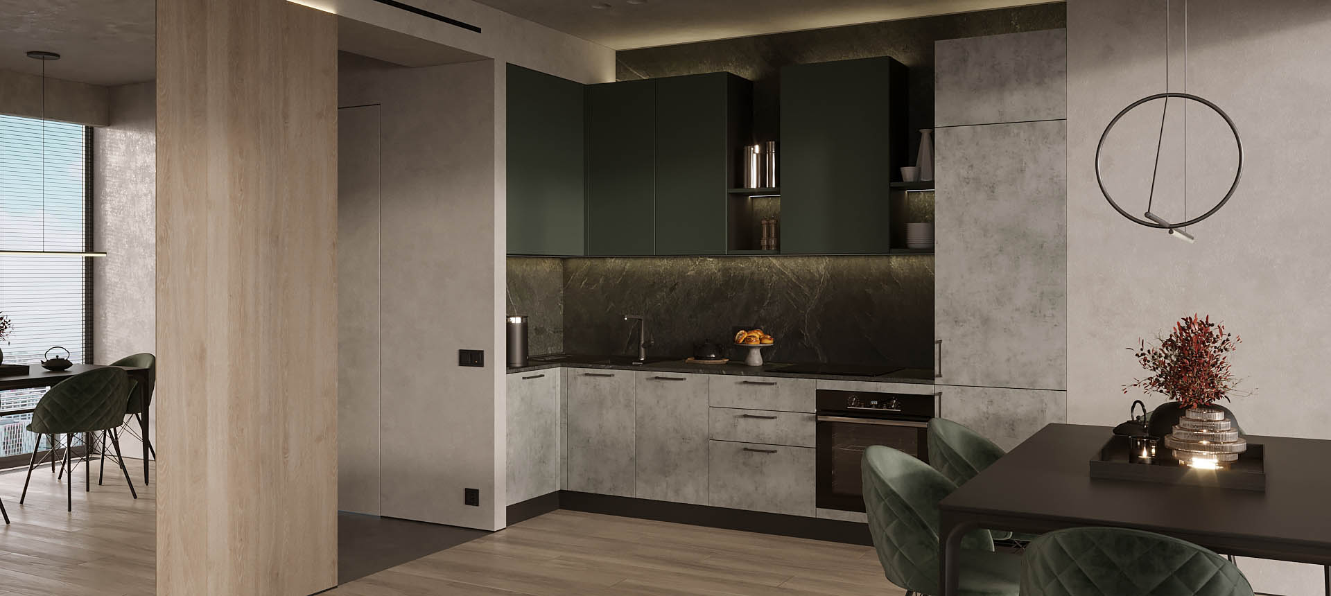 Бетон Чикаго светло-серый / эмаль цвет NCS S 7005-B80G 