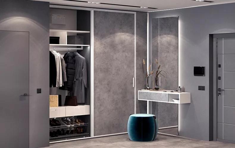 Двухдверный шкаф-купе с зеркалом в прихожую