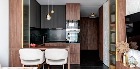 Дзен-проект однокомнатной квартиры для любительницы путешествий