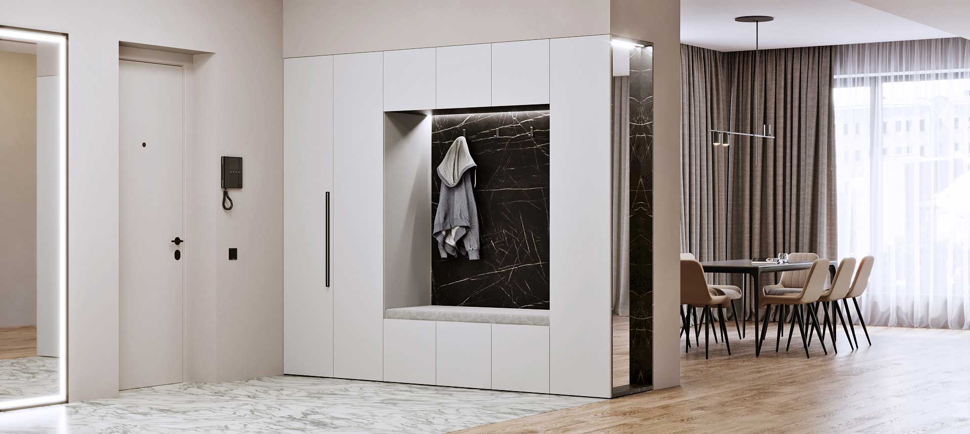 Белый / Камень&nbsp;Пьетра&nbsp;Гриджиа&nbsp;чёрный&nbsp;