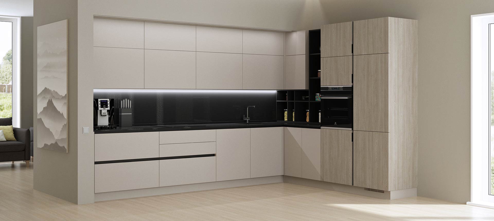 Белый Фарфоровый Оникс / Дуб Майами 