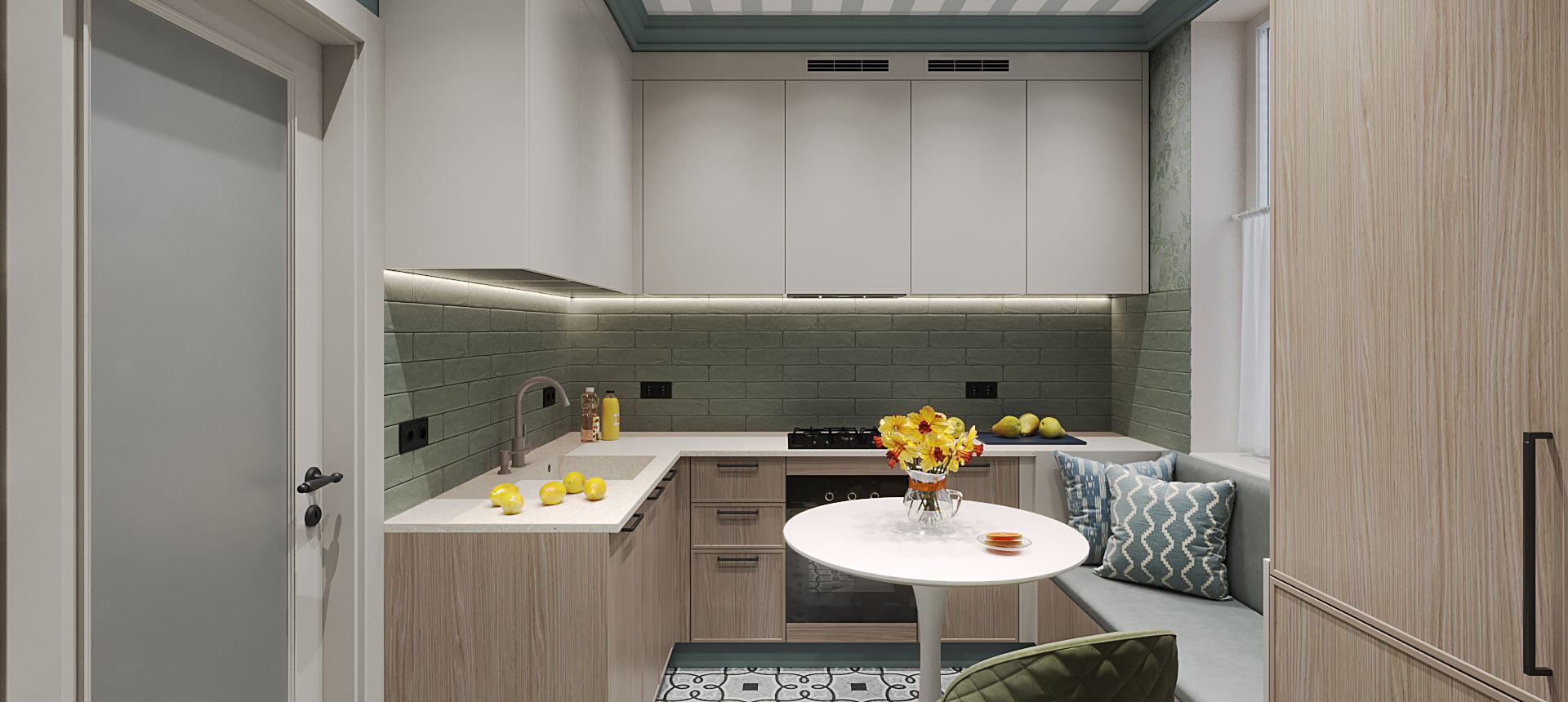 Белый Фарфоровый Оникс / Дуб&nbsp;Майами&nbsp;