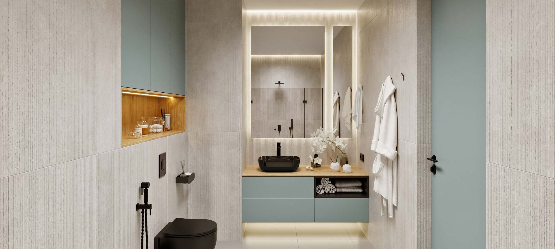 Зелёный фьорд / Дуб Каселла светлый 