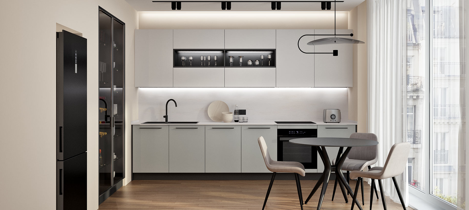 Горный хрусталь матовый / Пепельный Аметист матовый 