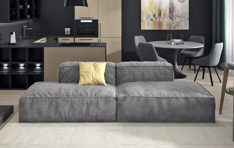 Прямой диван Уно в серых тонах