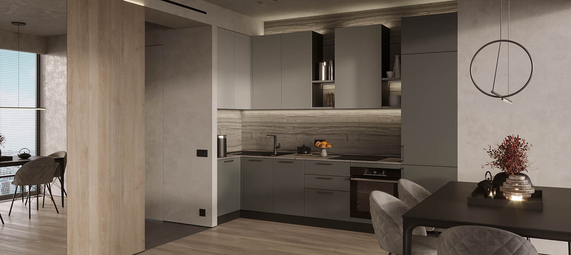 Дымчатый Агат / Горный хрусталь 