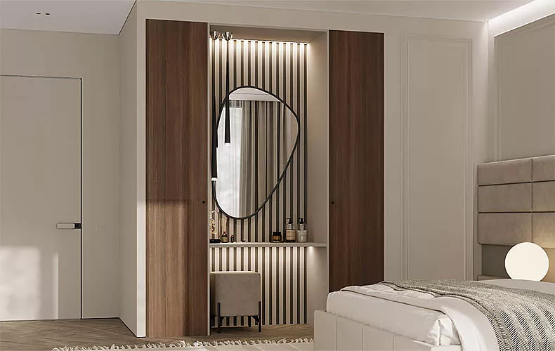 Шкаф с зеркалом на две створки в спальню