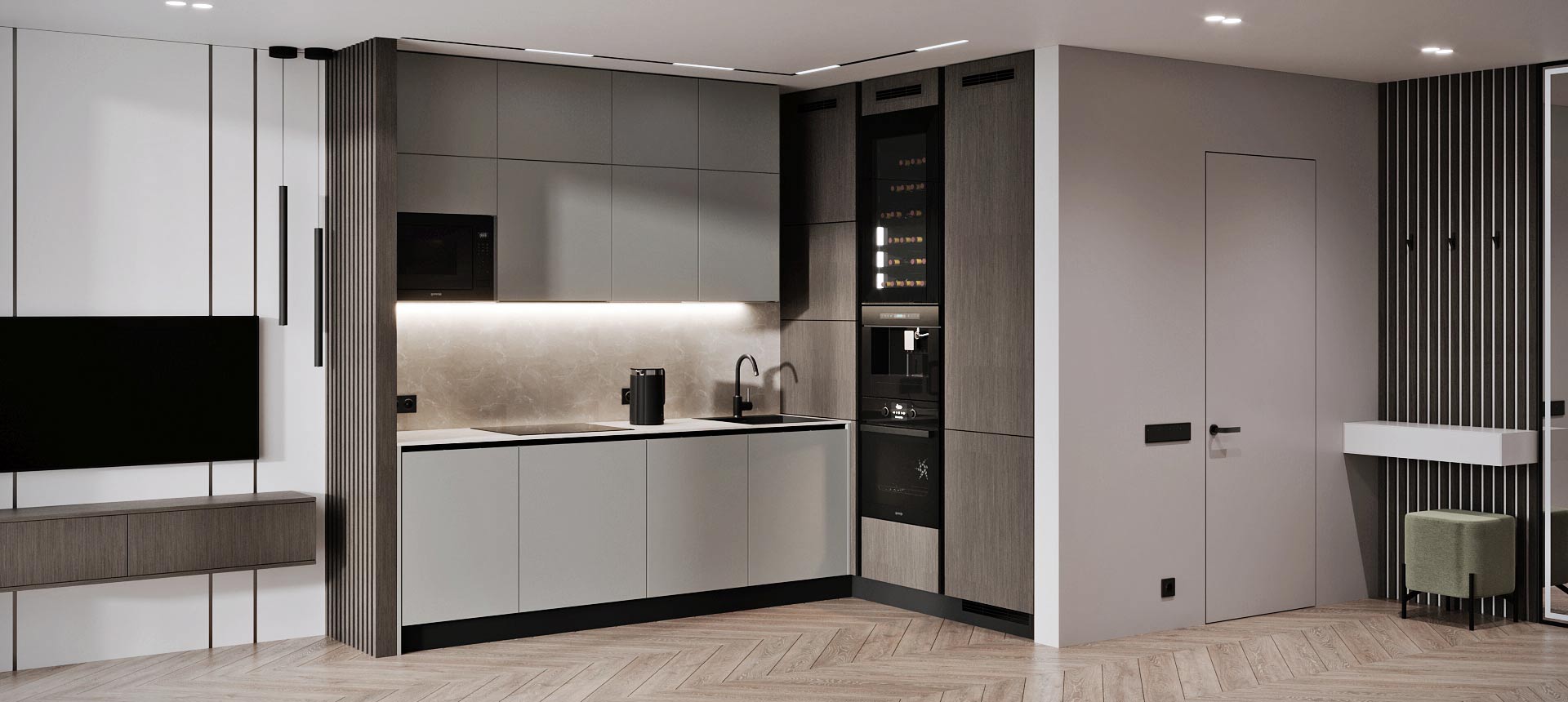 Стальной графит / Дуб дымчатый 