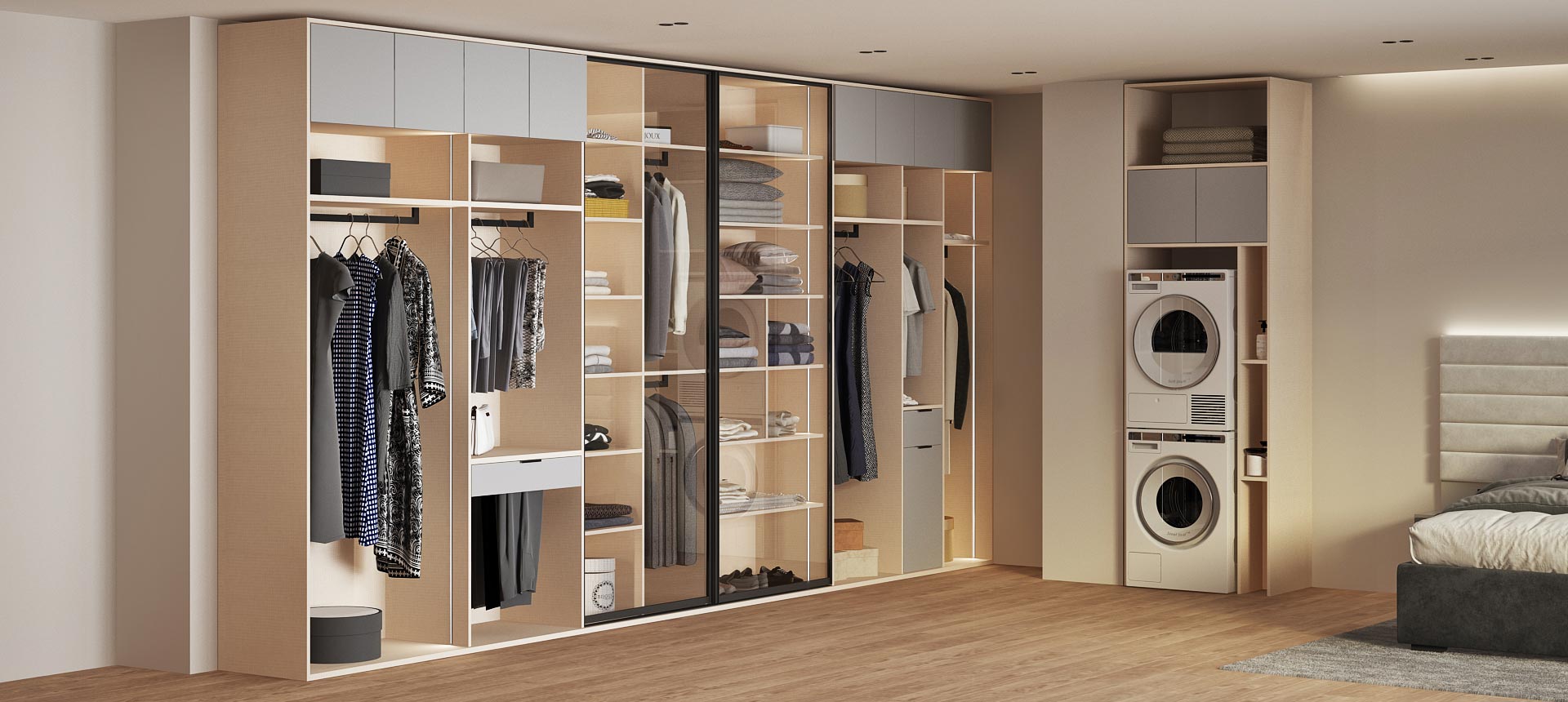 Текстиль бежевый / Горный хрусталь матовый 