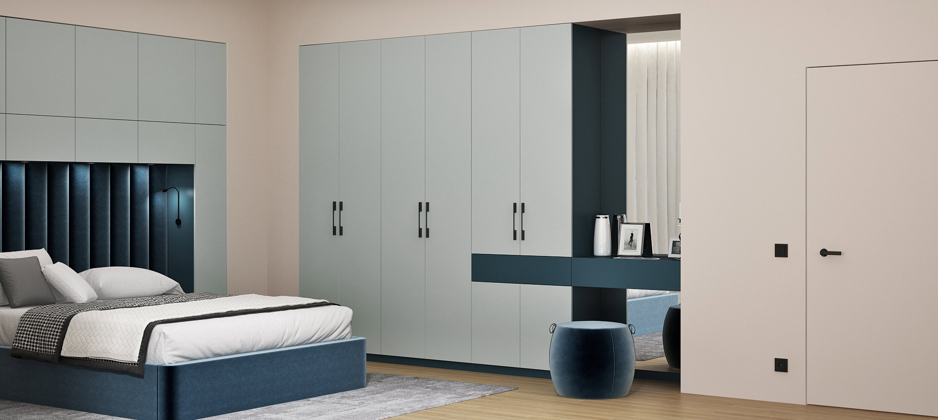 Лунный топаз матовый / Аквамарин 