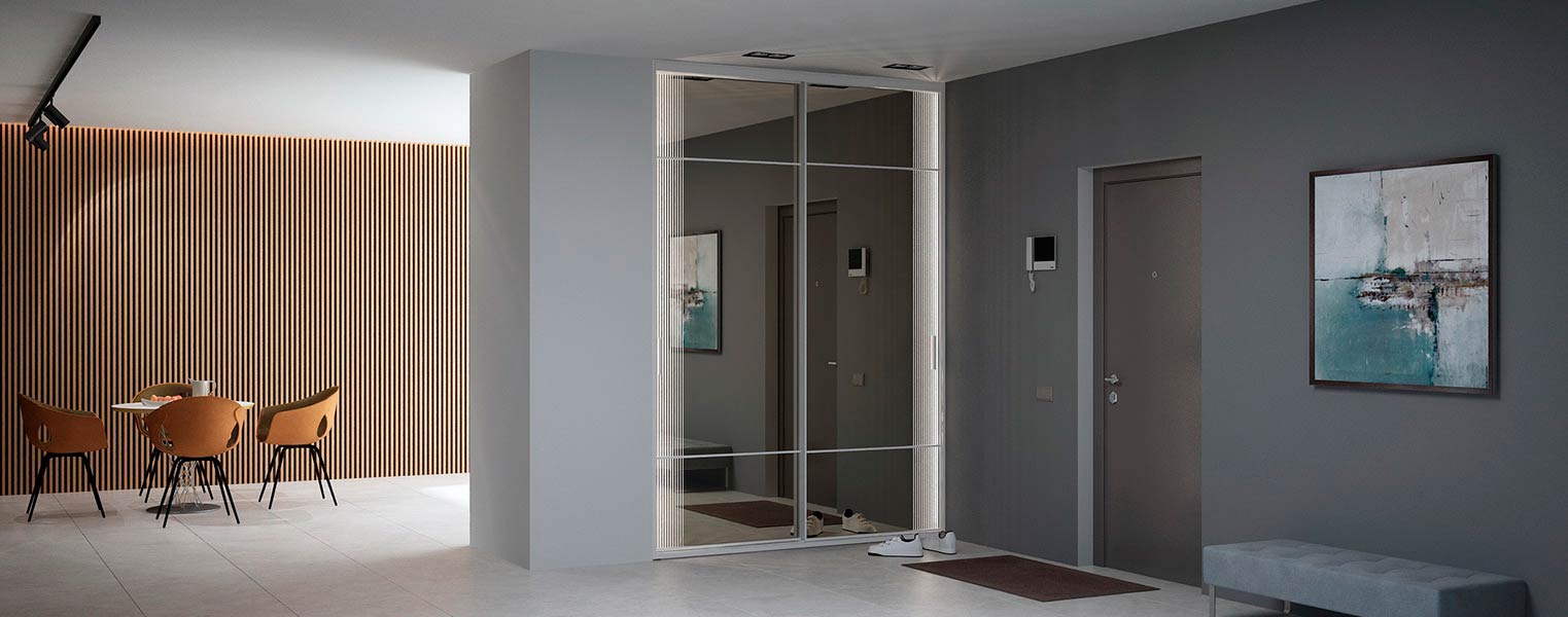 Шкаф-купе с зеркалом на балкон - фото No 1