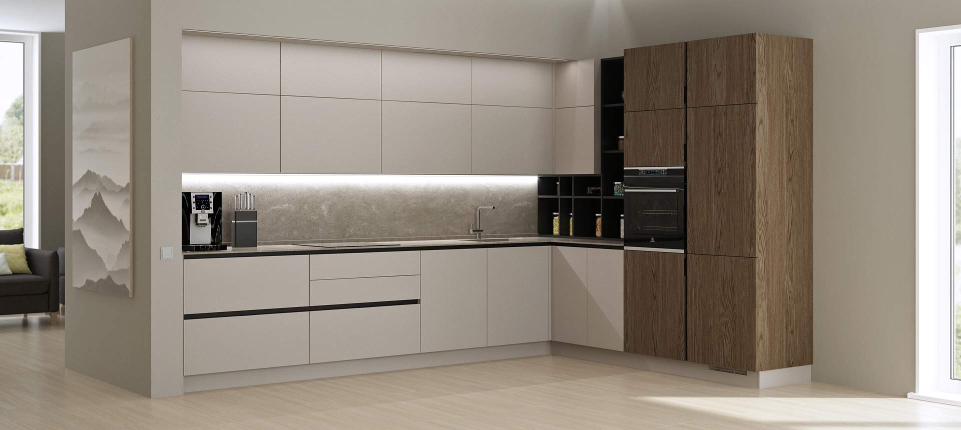 Белый Фарфоровый Оникс / Орех грецкий 