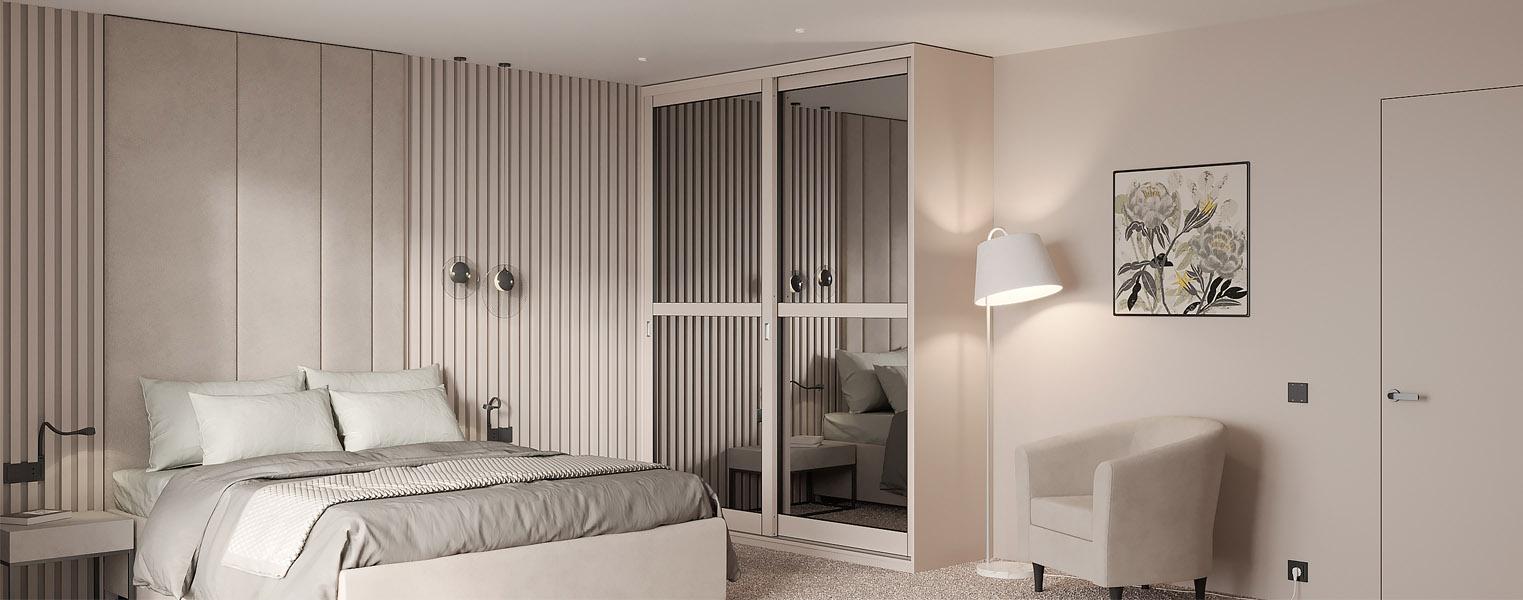 Двухдверный шкаф-купе зеркальный на балкон - фото No 1