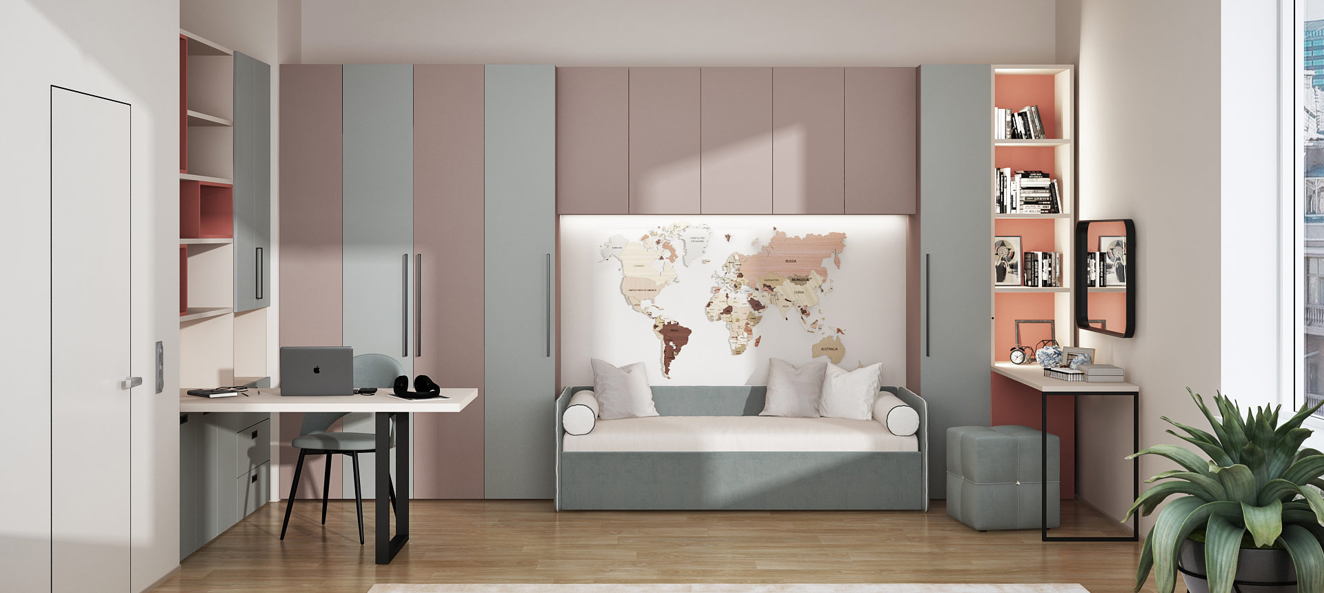 Розовый кварц матовый / Лунный топаз матовый 