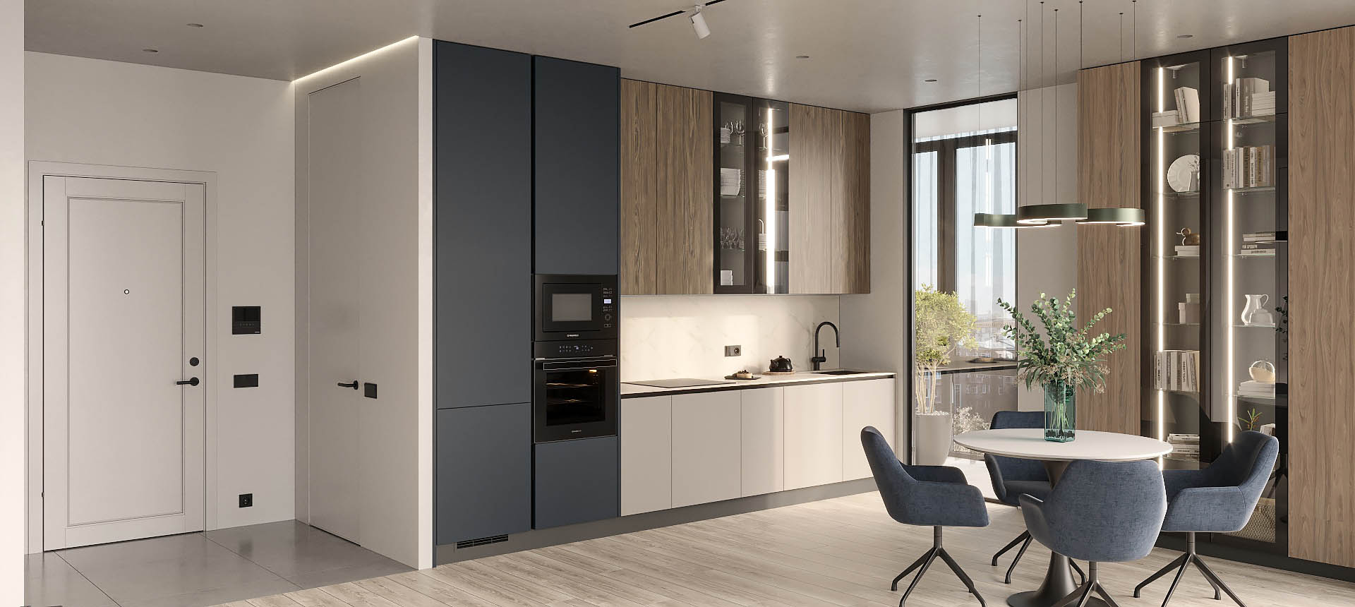 Белый Фарфоровый Оникс / Аквамарин матовый 