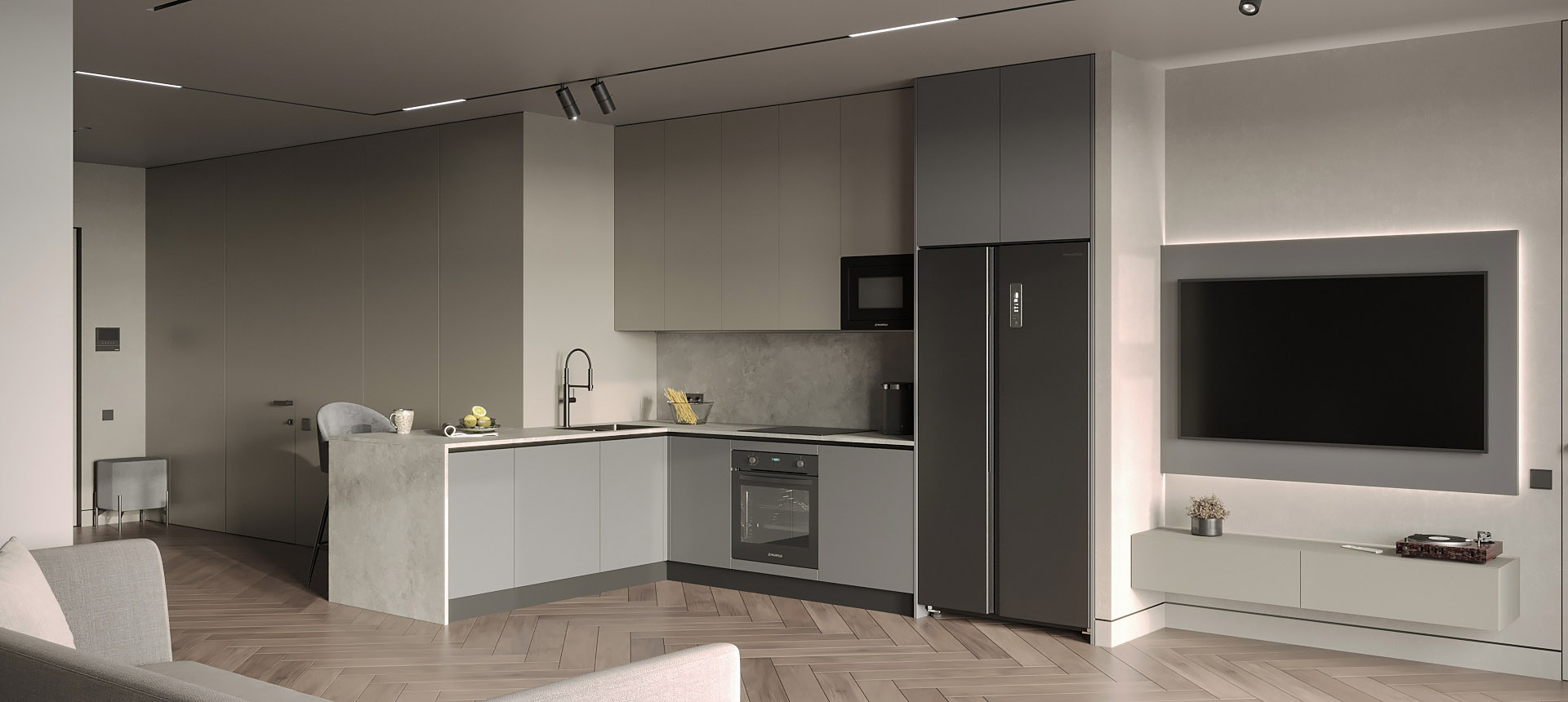 Стальной графит / Светло-серый 