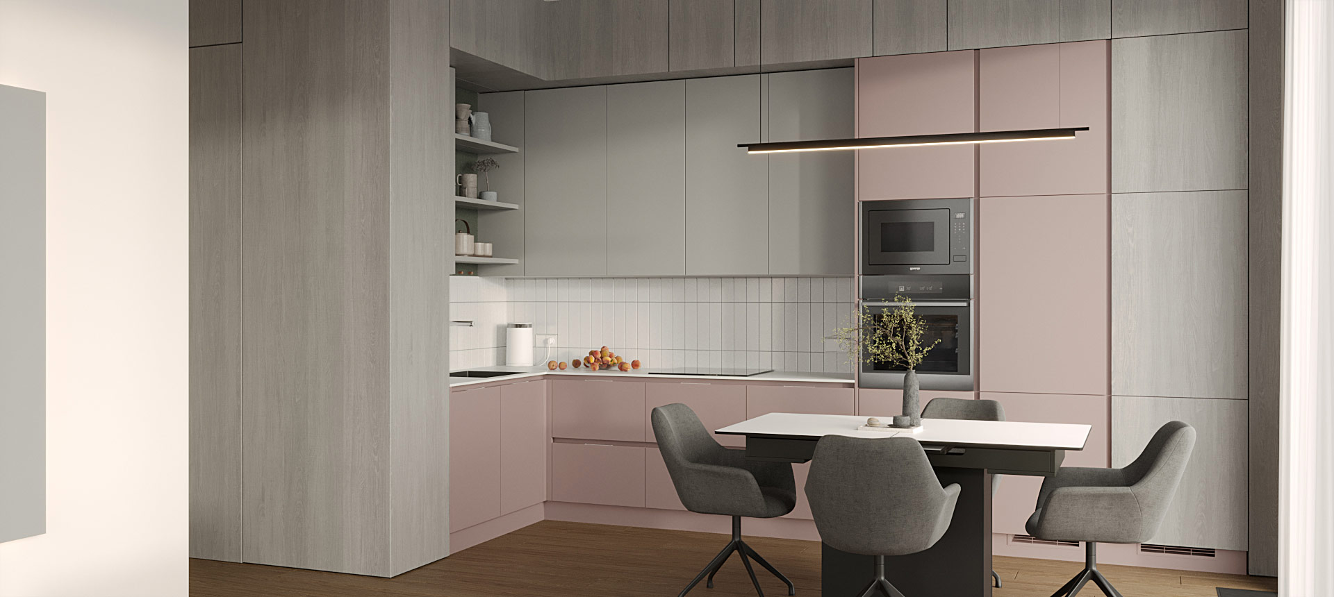 Розовый кварц матовый / Горный хрусталь матовый 