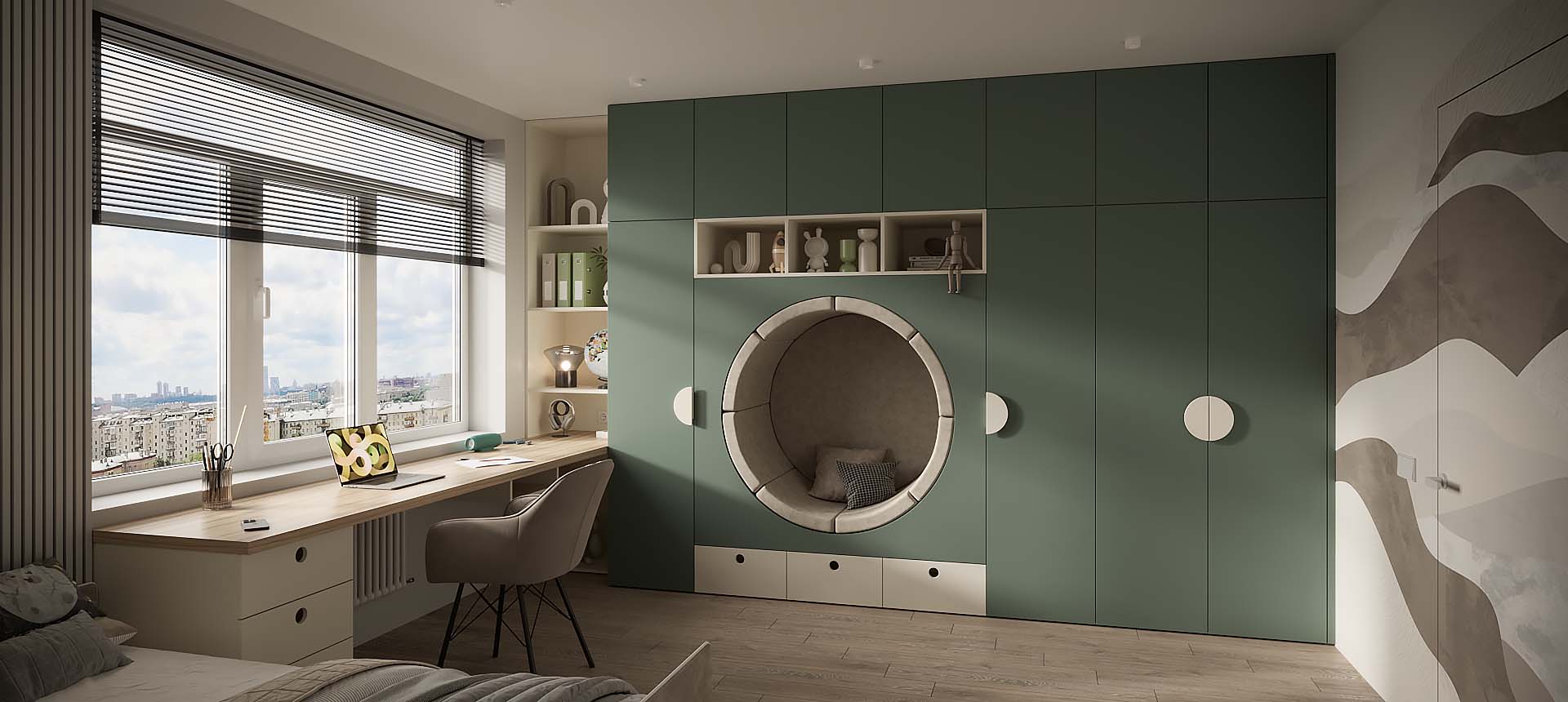 Сумрачный нефрит матовый / Светло-серый 