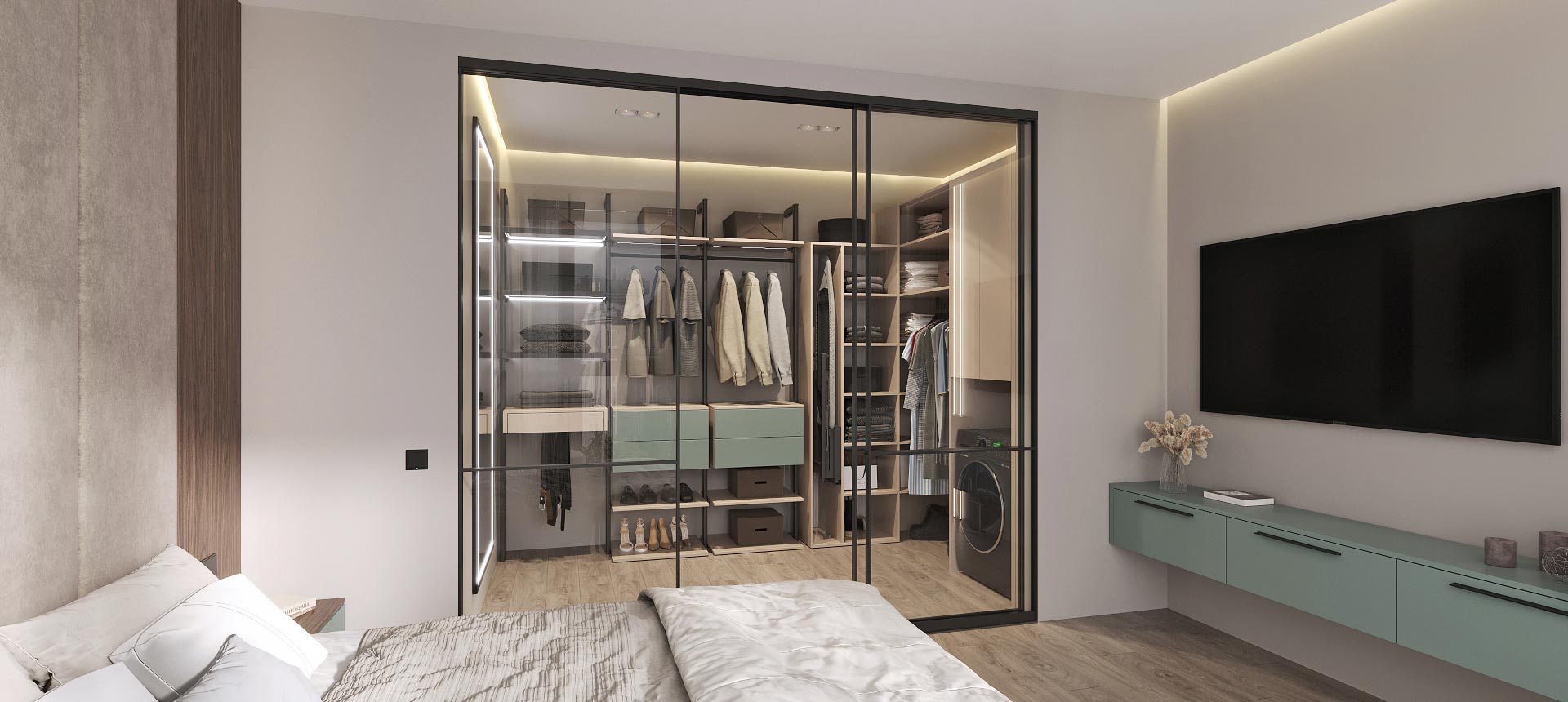 Зелёный фьорд / Кашемир&nbsp;серый&nbsp;