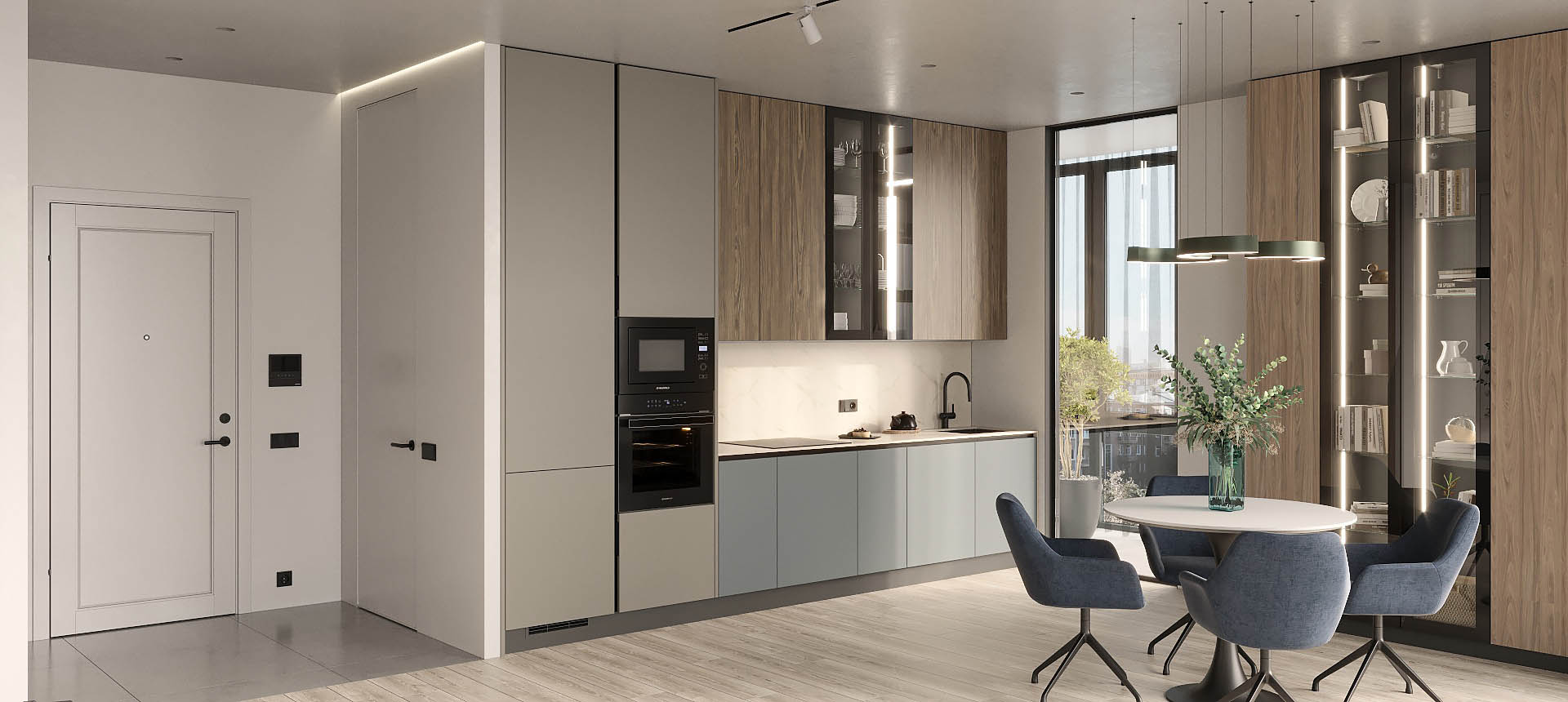 Лунный топаз матовый / Пепельный Аметист 