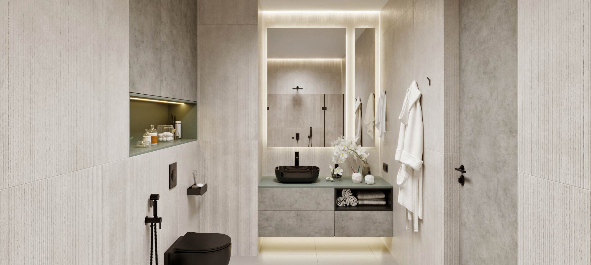 Бетон Чикаго светло-серый / Лунный топаз матовый 