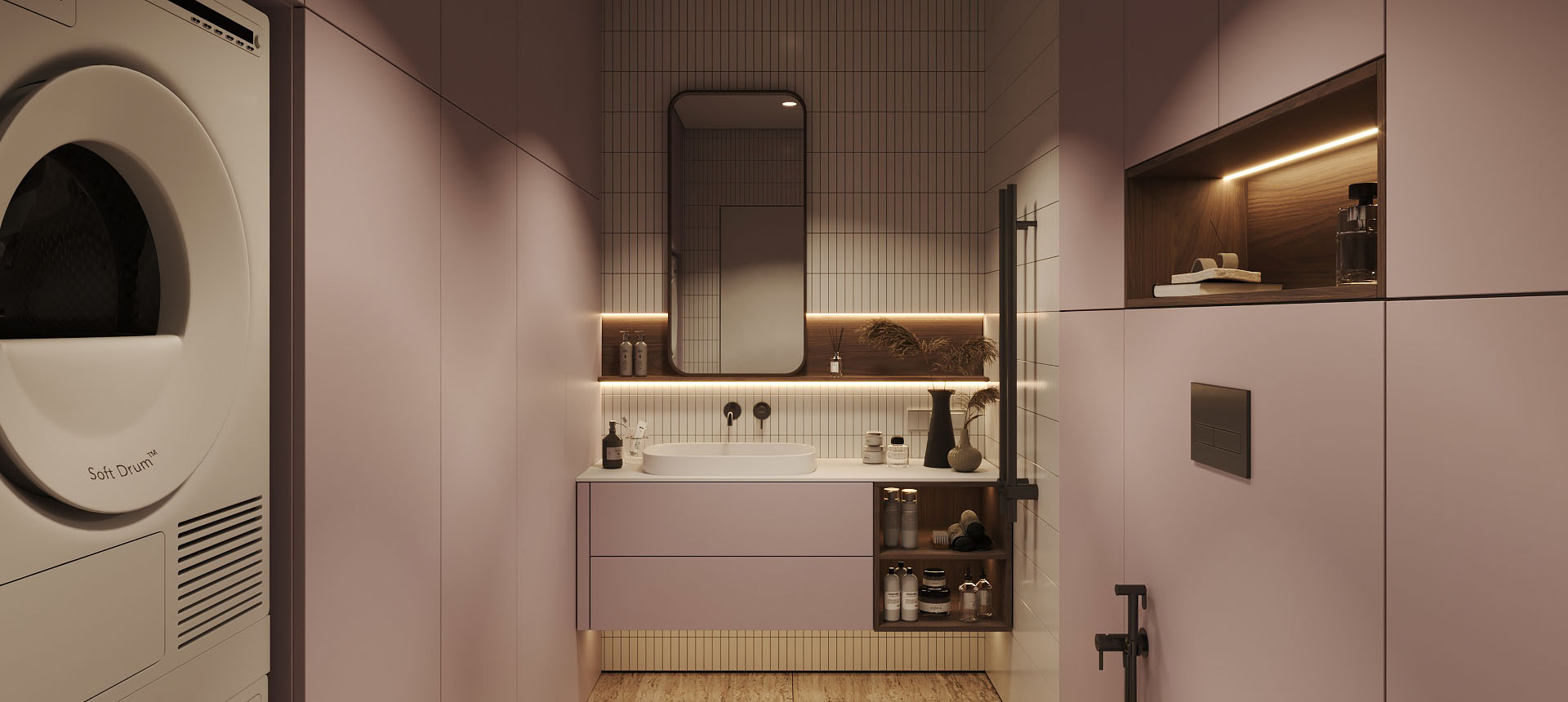 Розовый кварц матовый / Дуб&nbsp;Каселла&nbsp;коричневый&nbsp;