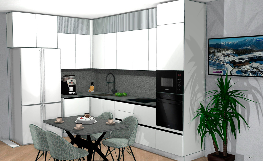 Белоснежная глянцевая кухня в Новой Москве - фото №3