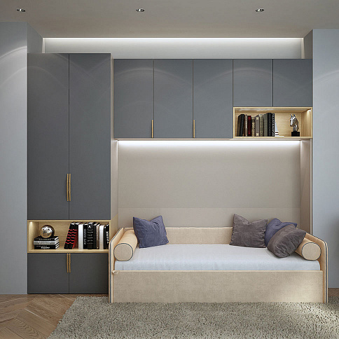 Шкаф с открытыми полками и столом в детскую - детальное фото № 5