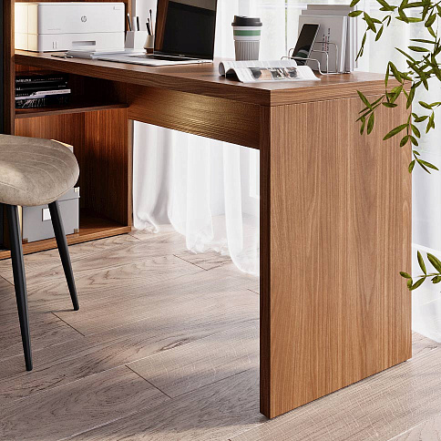 Шкаф-купе в гостиную с полками и столом - детальное фото № 8