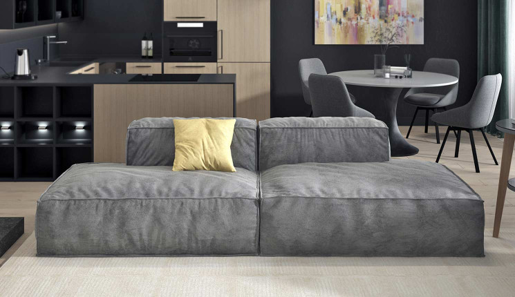 Прямой диван Уно в серых тонах