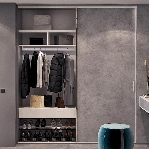 Двухдверный шкаф-купе с зеркалом в прихожую - детальное фото № 1