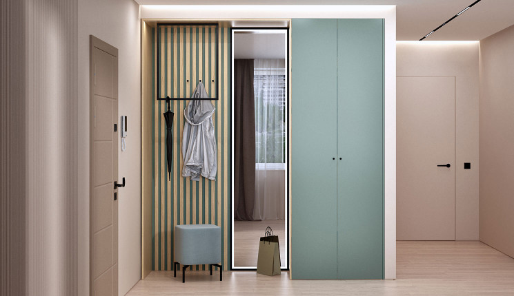 Узкий распашной шкаф с зеркалом в прихожую