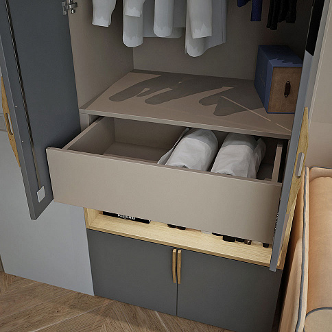 Шкаф с открытыми полками и столом в детскую - детальное фото № 4