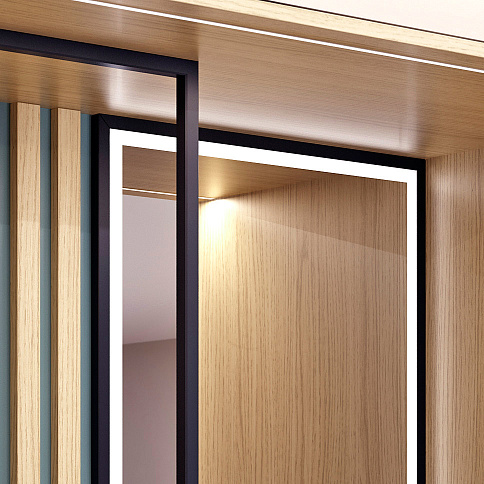 Узкий распашной шкаф с зеркалом на балкон - детальное фото № 5